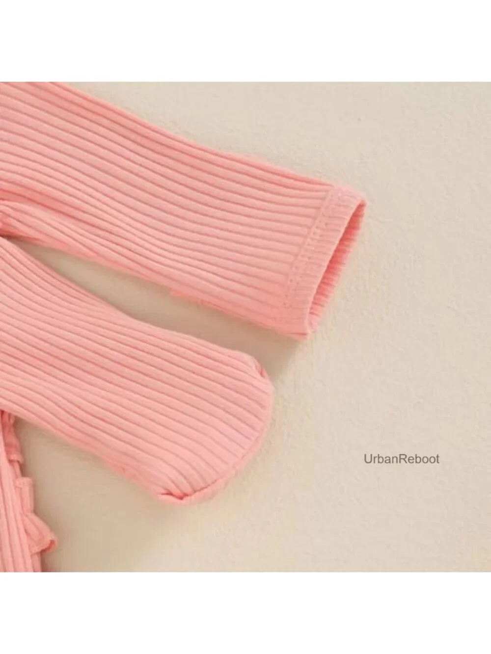 Newborn Girl Long Sleeve Letter Romper Ribbed Knit Jumpsuit Coming Home Outfit
